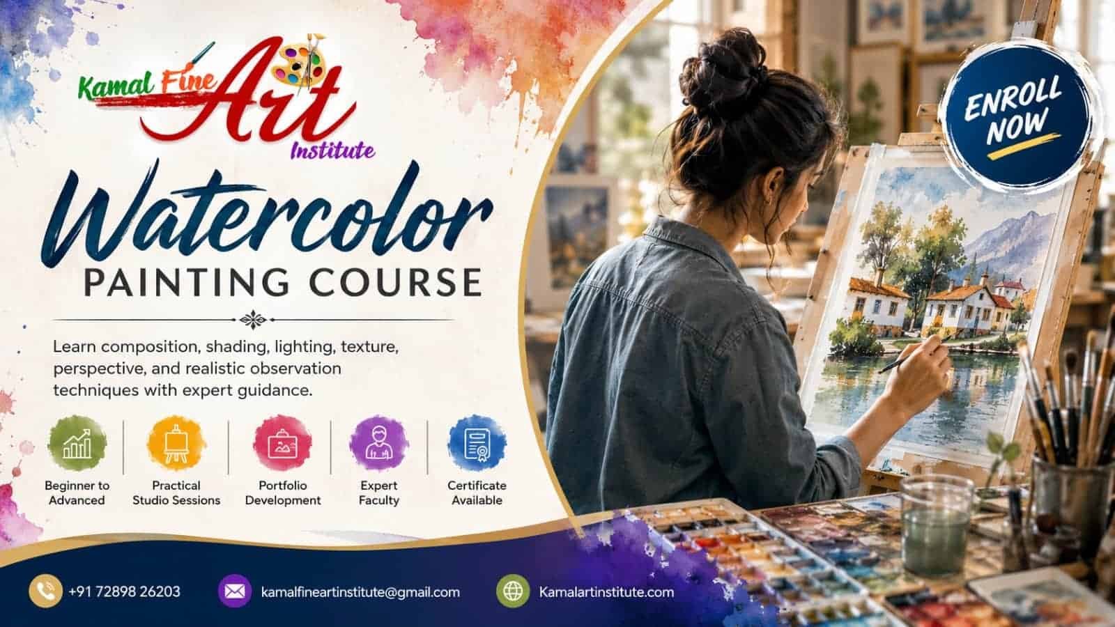 Watercolor Painting Classes in Delhi || kamal Fine Art Institute