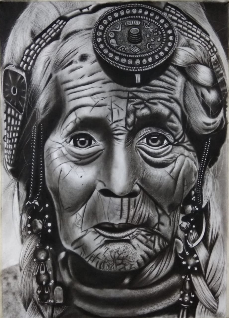 old lady Portrait by kamal Sir